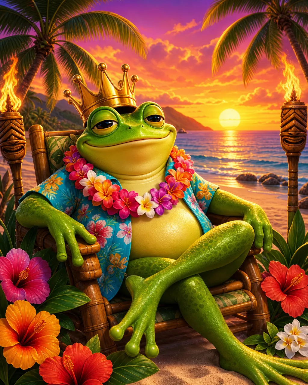 Aloha King Elvis স্লটের কভার — ক্রান্তীয় সৈকতে ব্যাঙ