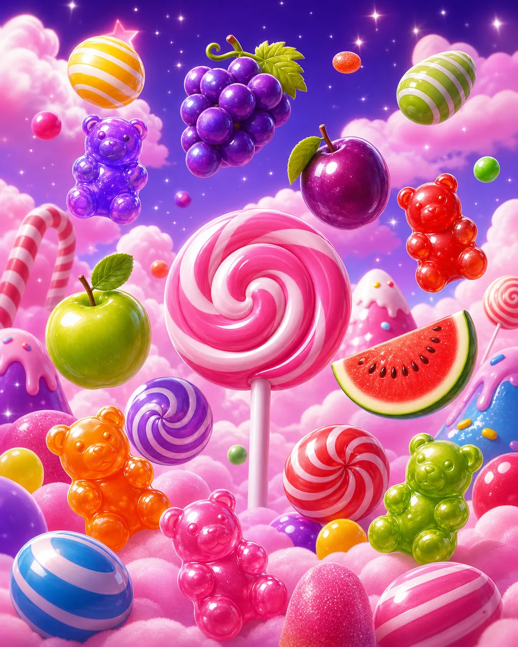 Sweet Bonanza স্লটের কভার — রঙিন ফল ও মিষ্টি